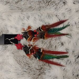 Handmade feather earrings